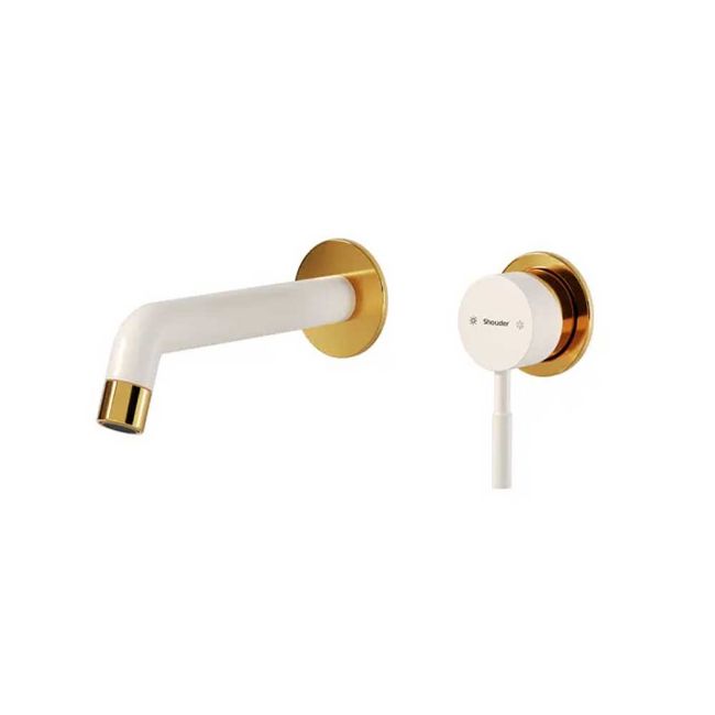 تصویر  شیر روشویی دو تکه توکار شودر مدل روگن BRASS رنگ شیری طلا