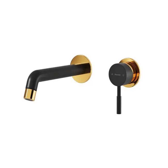تصویر  شیر روشویی دو تکه توکار شودر مدل روگن BRASS رنگ مشکی طلا