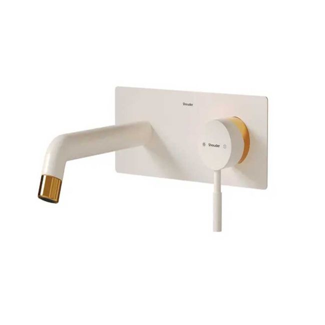 تصویر  شیر روشویی یک تکه توکار شودر مدل روگن BRASS رنگ شیری طلا