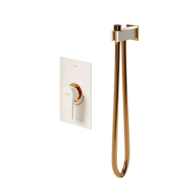 تصویر  شیر توالت توکار شودر مدل رومر پلاس BRASS رنگ شیری طلا