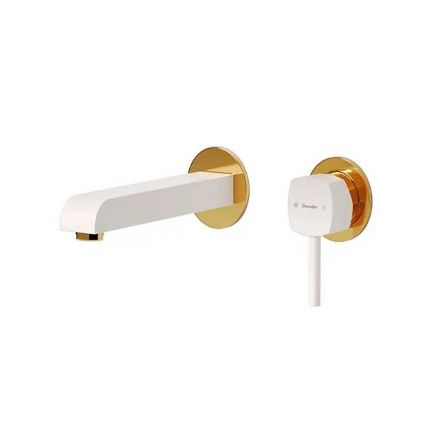 تصویر  شیر روشویی دو تکه توکار شودر مدل رومر BRASS رنگ شیری طلا