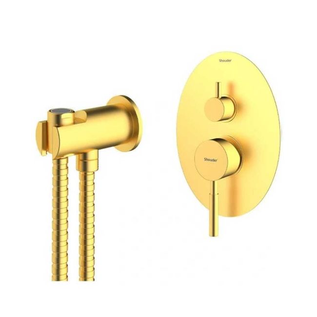 تصویر  شیر توالت بیده شودر مدل روگن BRASS رنگ طلا مات
