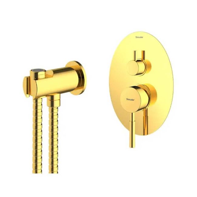 تصویر  شیر توالت بیده شودر مدل روگن BRASS رنگ طلا